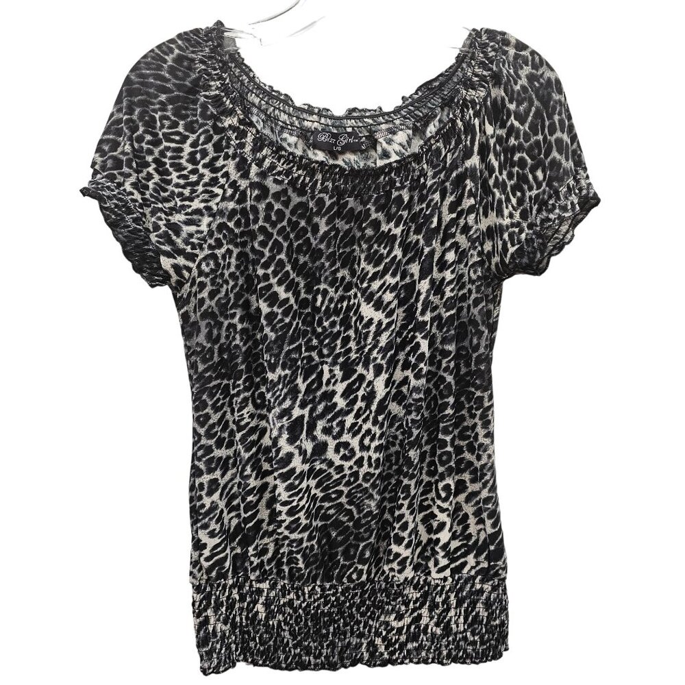 Bizz Girl Women's Leopard Print Blouse Size L